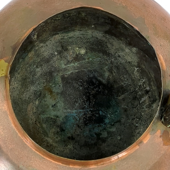 Dovetail Copper Tea Kettle Cramp Seam Antique Copper Handle Marked 4 Coppersmith - Picture 10 of 14